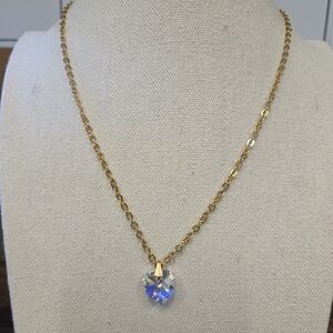 14k Gold Plated AB Crystal Heart Necklace